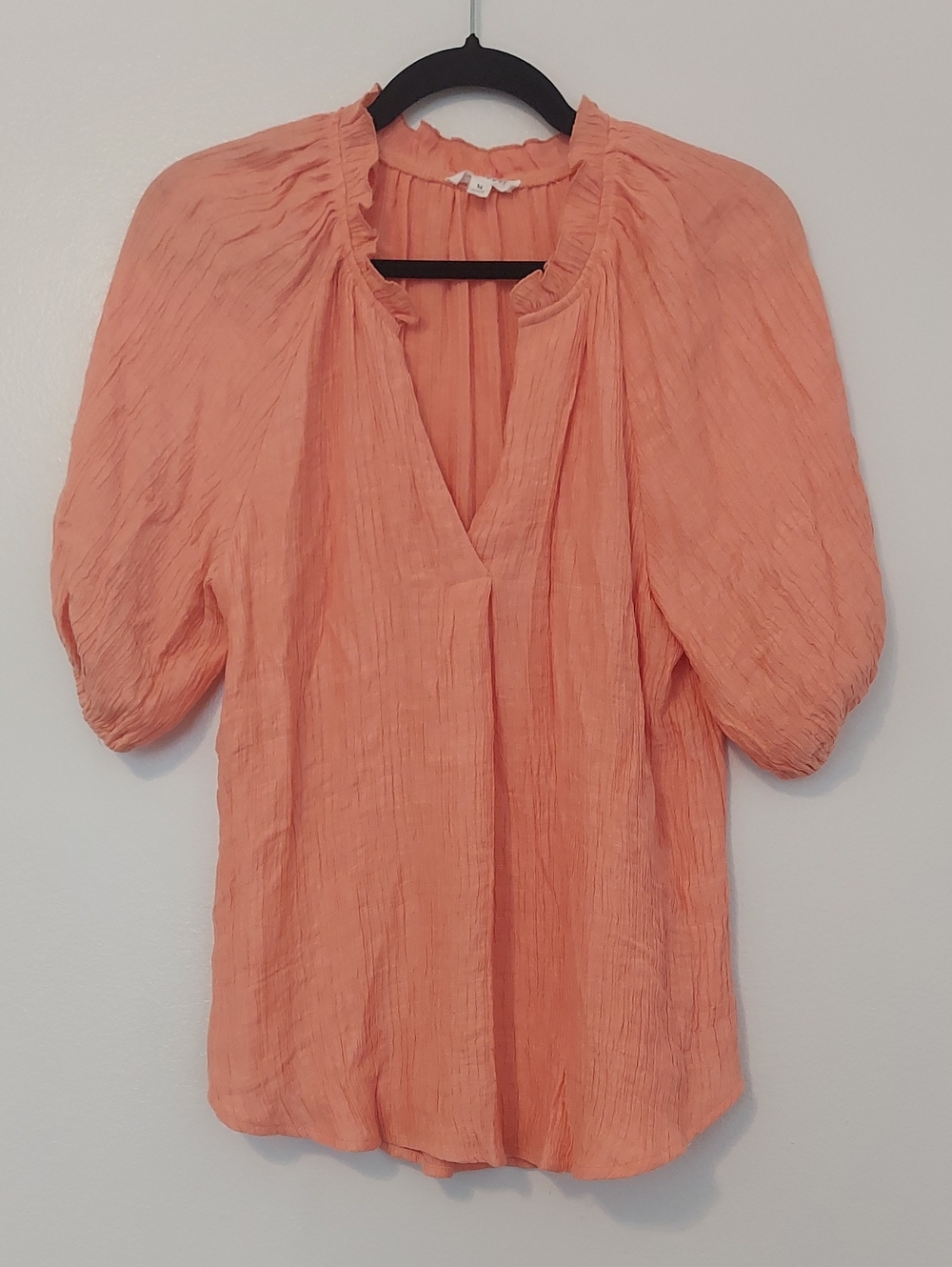 Blu Pepper Women’s Coral Ruffled V-Neck Peasant Blouse Size M